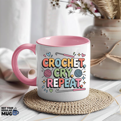 Crochet Cry Repeat Crochet Mug