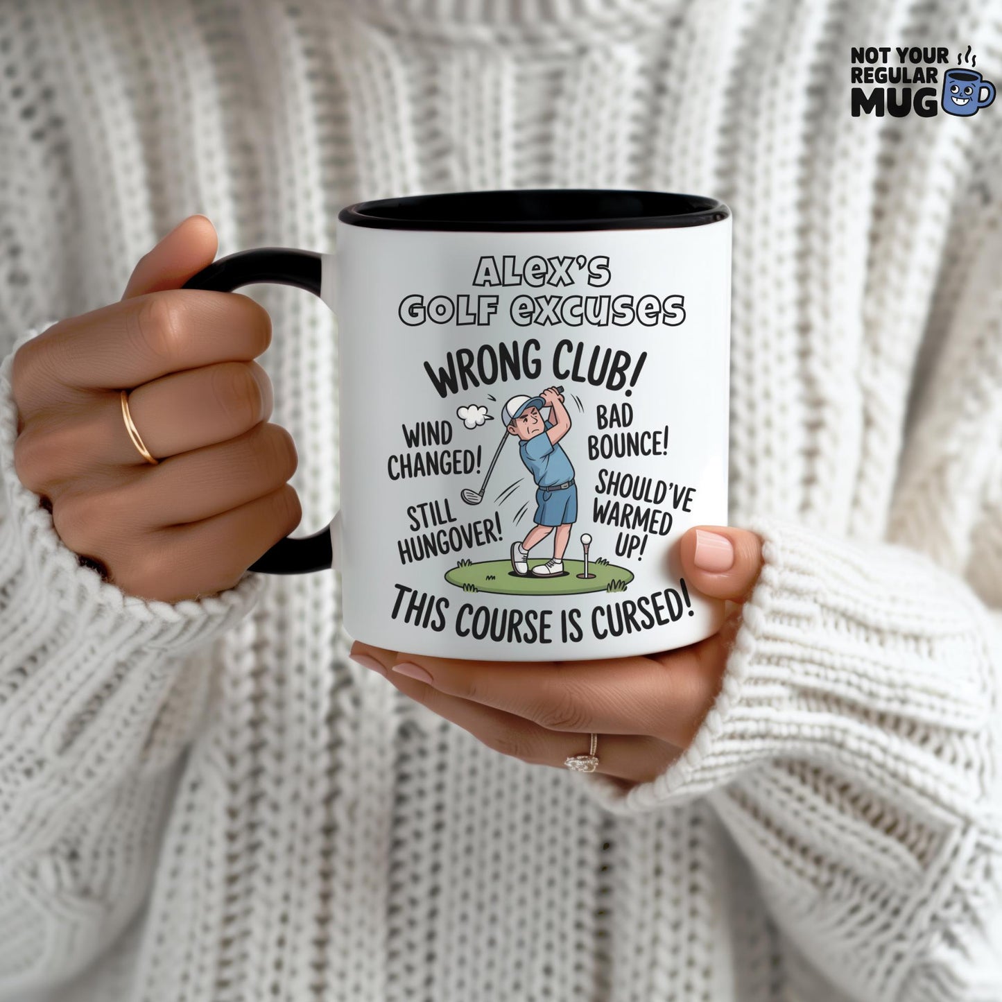 Personalised Golf Excuses Mug – Funny Custom Golf Mug with Name