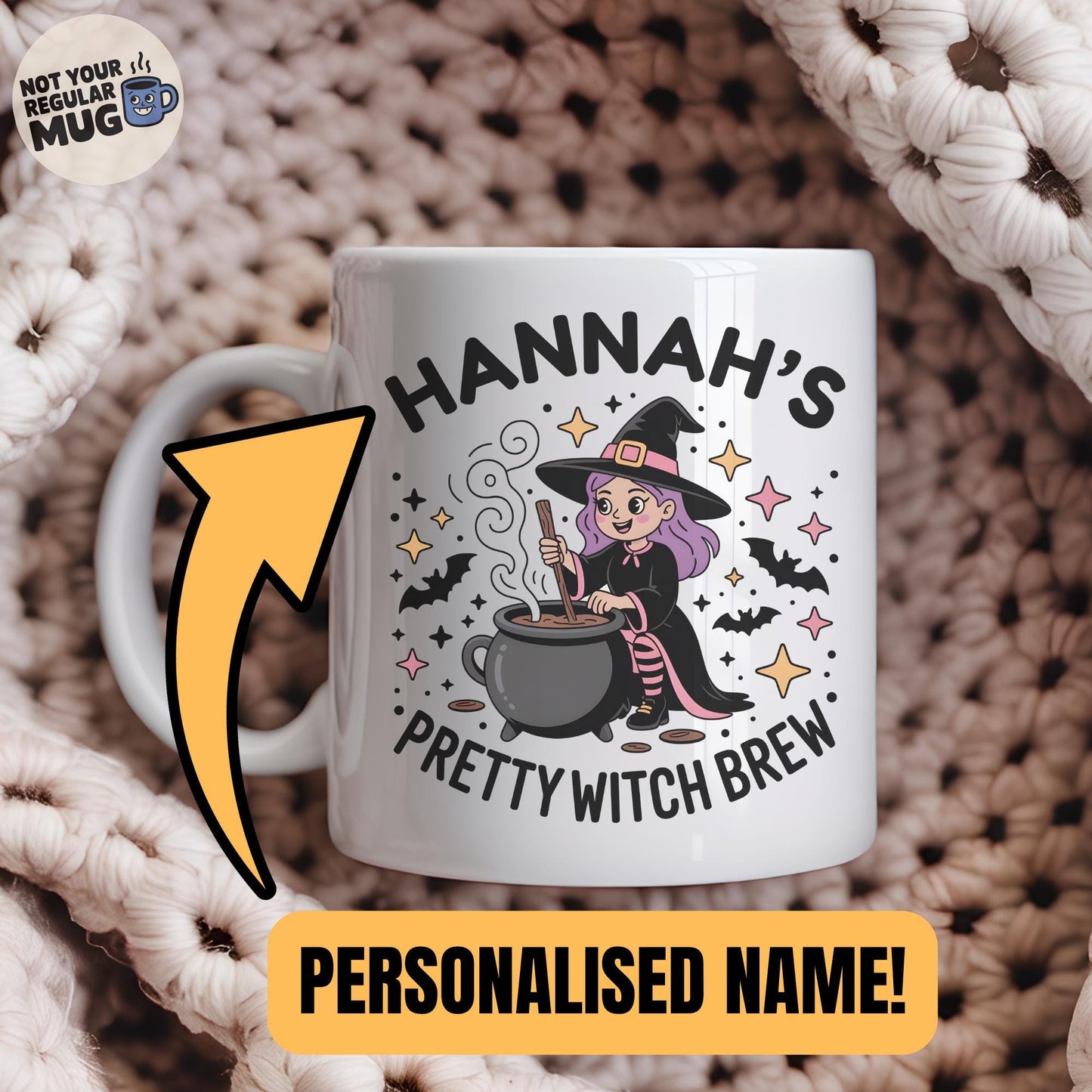 Personalised Pretty Witch Halloween Mug