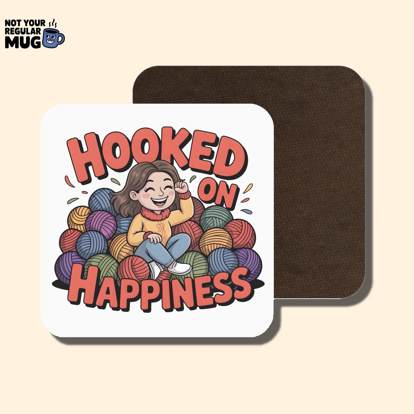 Hooked on Happiness Funny Crochet Mug