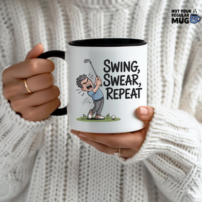 Swing Swear Repeat Golf Mug