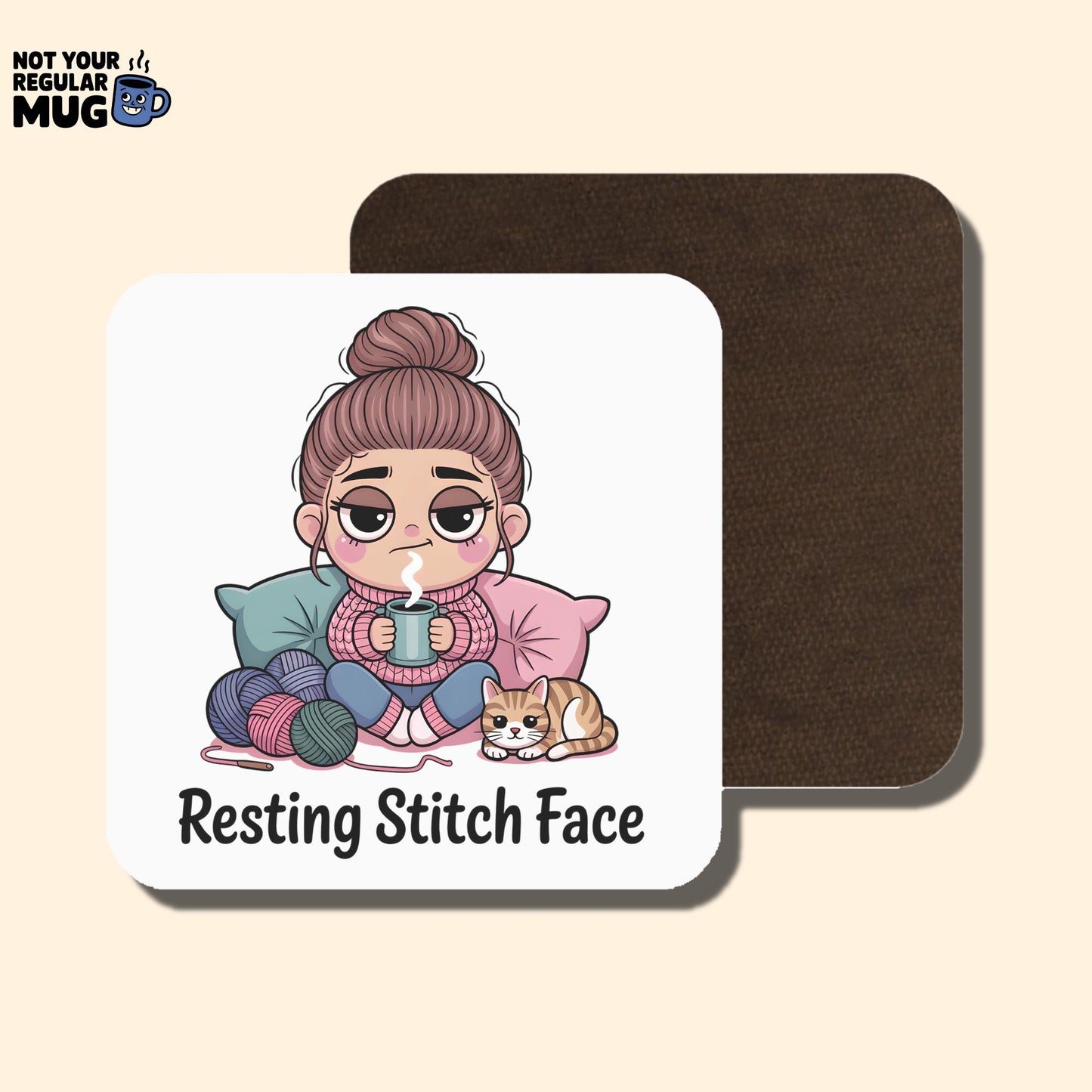 Resting Stitch Face Crochet Mug