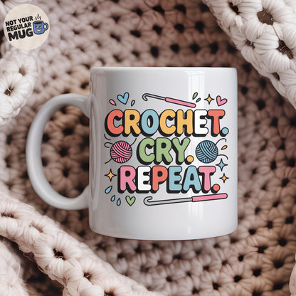 Crochet Cry Repeat Crochet Mug