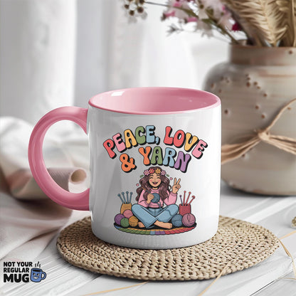 Peace Love and Yarn Crochet Mug