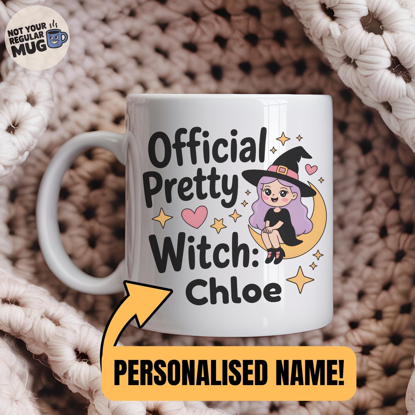 Personalised Pretty Witch Halloween Mug