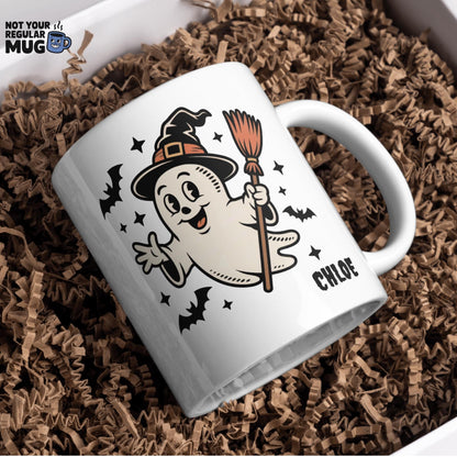 Personalised Vintage Ghost Halloween Mug