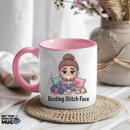 Resting Stitch Face Crochet Mug