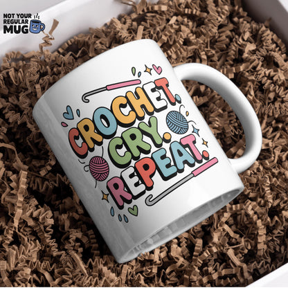 Crochet Cry Repeat Crochet Mug