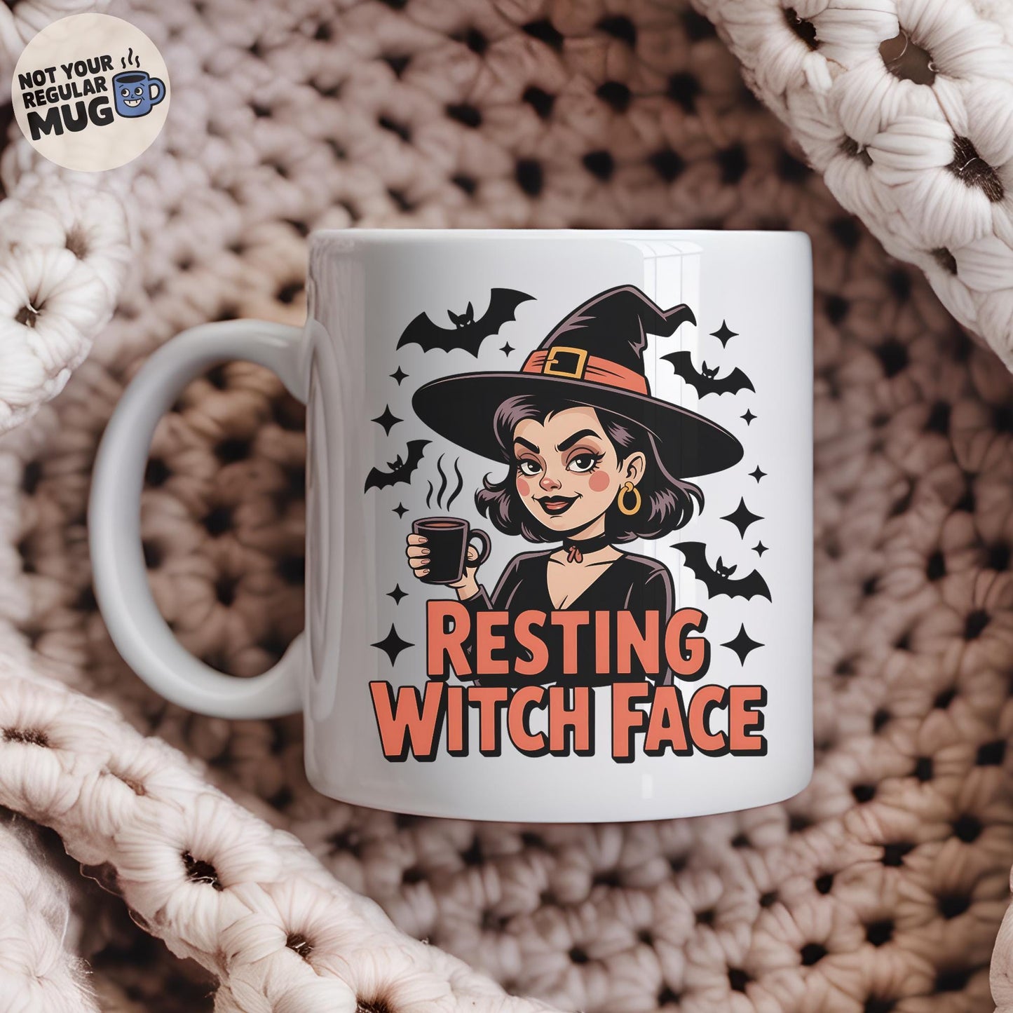 Resting Witch Face Halloween Mug