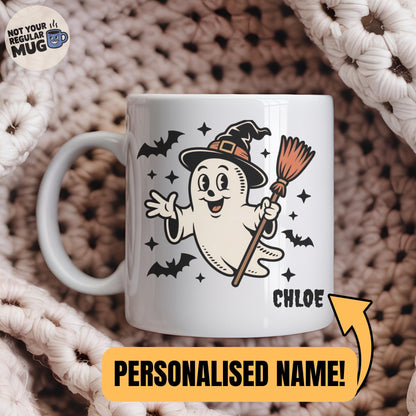 Personalised Vintage Ghost Halloween Mug