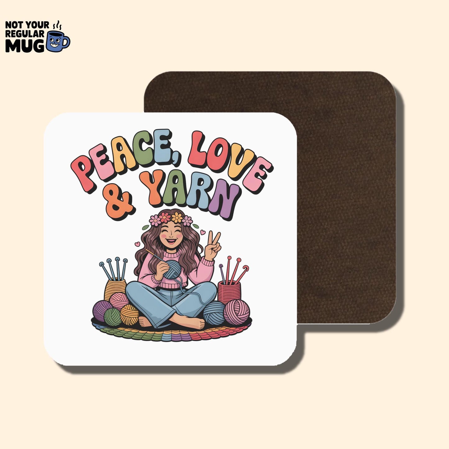 Peace Love and Yarn Crochet Mug