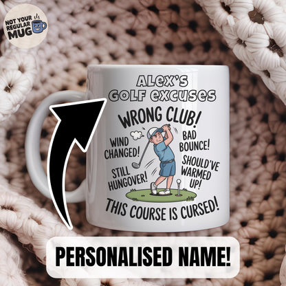 Personalised Golf Excuses Mug – Funny Custom Golf Mug with Name