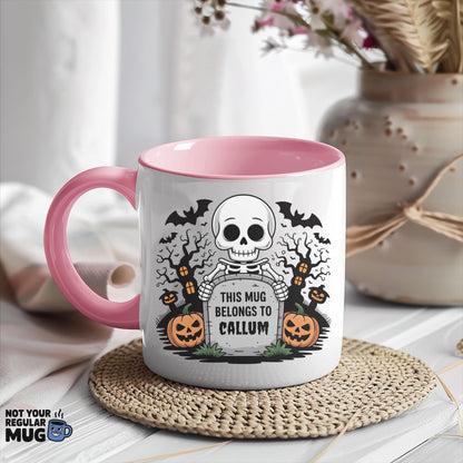 Custom Halloween Skeleton Mug with Personalized Name